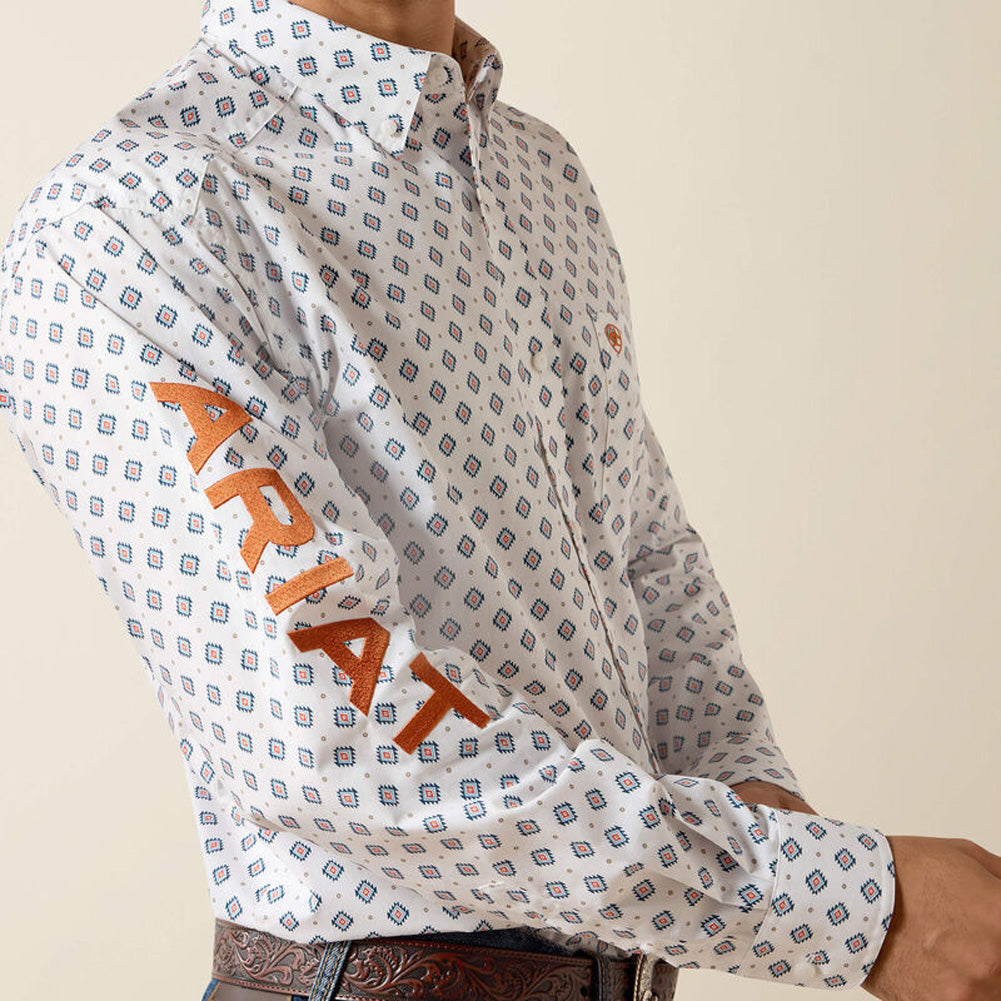 Casual Team Medallion LS in White/Orange by Ariat
