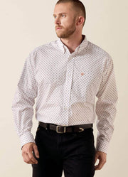 Wrinkle Free Landry LS in White Geo Print by Ariat