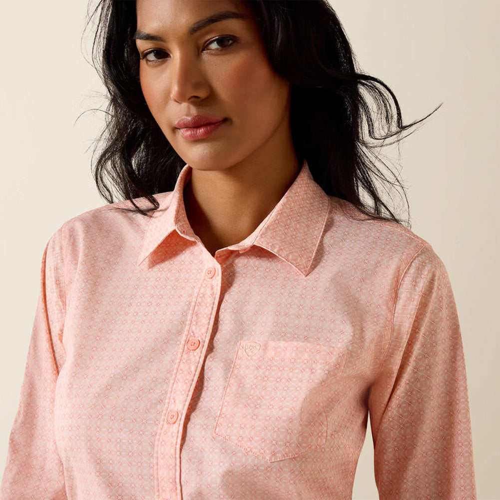 Team Kirby LS Shirt in Tropical Peach Geo by Ariat