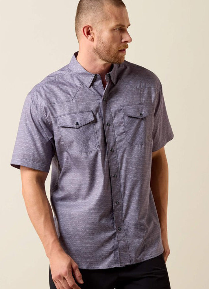Print Western VentTek SS Snap Shirt in Dark Denim by Ariat