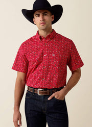 Barth Fitted LS in Tango Red Mini Paisley Print by Ariat