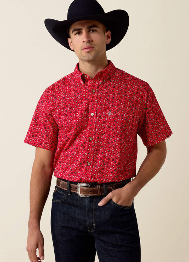 Barth Fitted LS in Tango Red Mini Paisley Print by Ariat