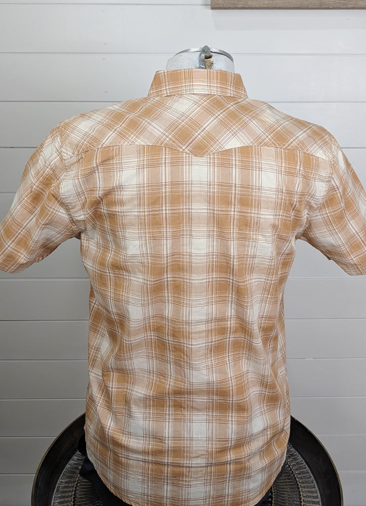 Retro Hennery Fitted Snap Shirt in Biscuit Brown Plaid by Ariat
