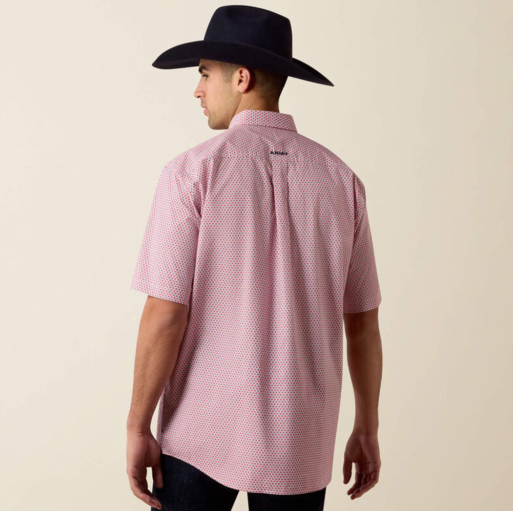 Bowman LS in Hibiscus Red Triangle Print by Ariat