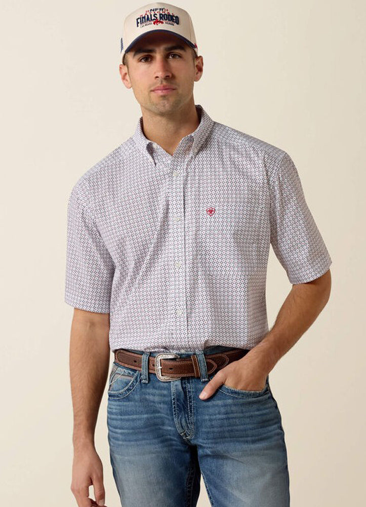 Britton LS in White Geo Print by Ariat