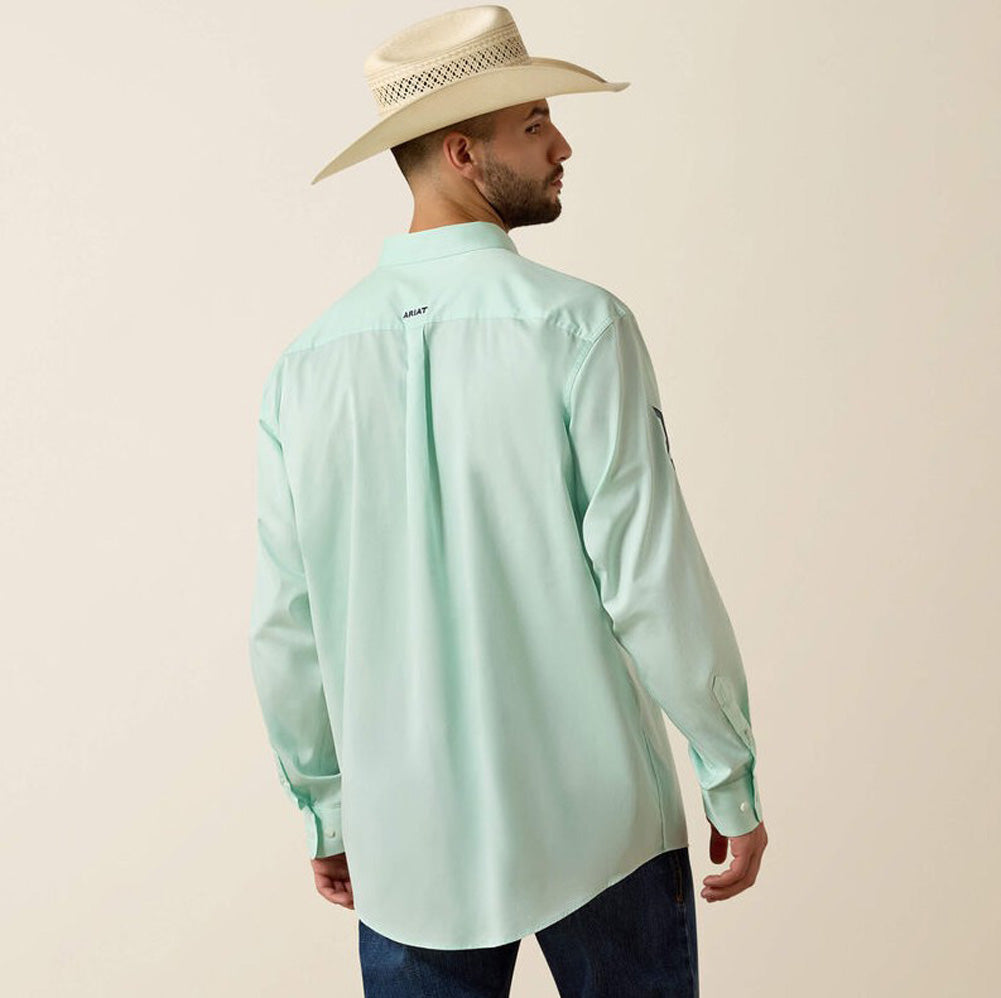 Team Logo Standard Twill LS in Dusty Aqua/Navy by Ariat