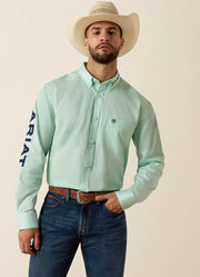 Team Logo Standard Twill LS in Dusty Aqua/Navy by Ariat
