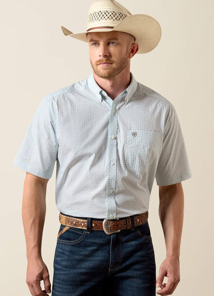 Wrinkle Free Welsh SS in White Multi Geo Print by Ariat