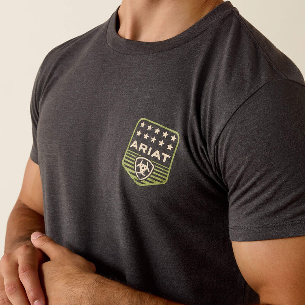 Striped Patriotic Badge SS in Charcoal Heather by Ariat