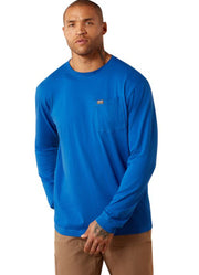Rebar Cotton Strong Working Class LS in True Blue by Ariat