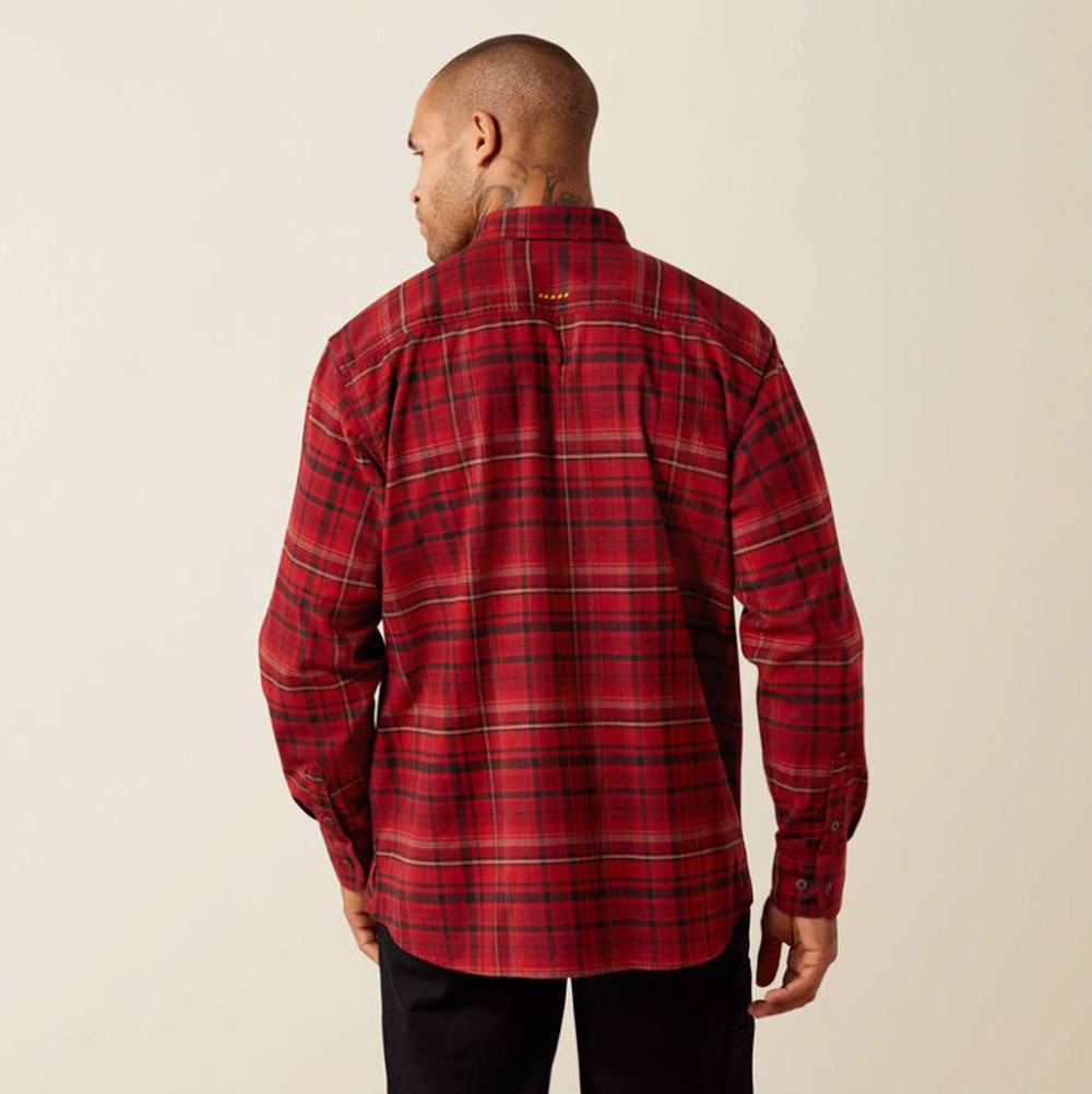Rebar Flannel DuraStretch Work Shirt in Red Brick by Ariat