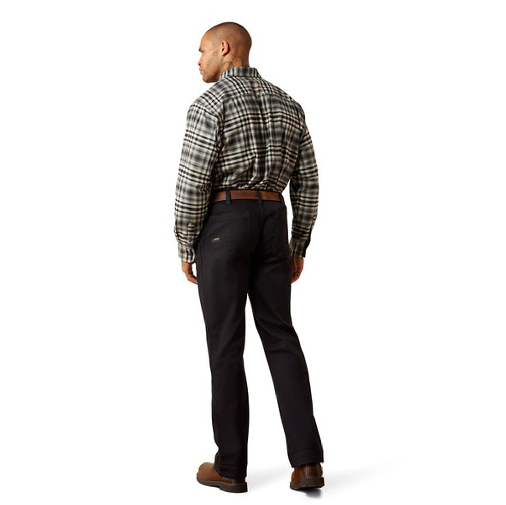 Rebar M4 Relaxed Washed Twill Dungaree Bootcut Jean in Black by Ariat