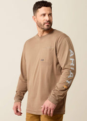 Rebar Workman Logo LS in Caribou/Harbor Mist by Ariat