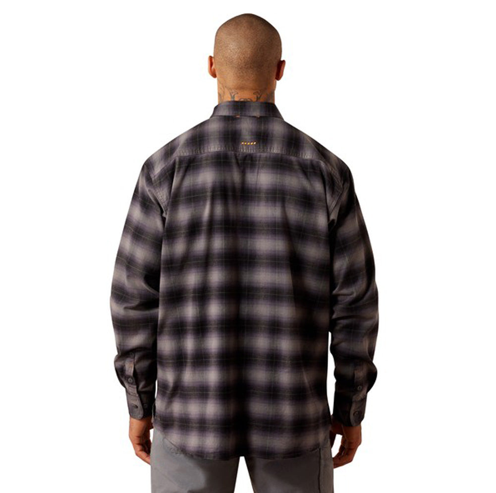 Rebar Flannel DuraStretch LS Work Shirt in Black by Ariat