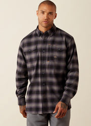 Rebar Flannel DuraStretch LS Work Shirt in Black by Ariat