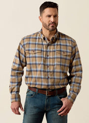 Rebar Flannel DuraStretch LS Work Shirt in Field Khaki by Ariat