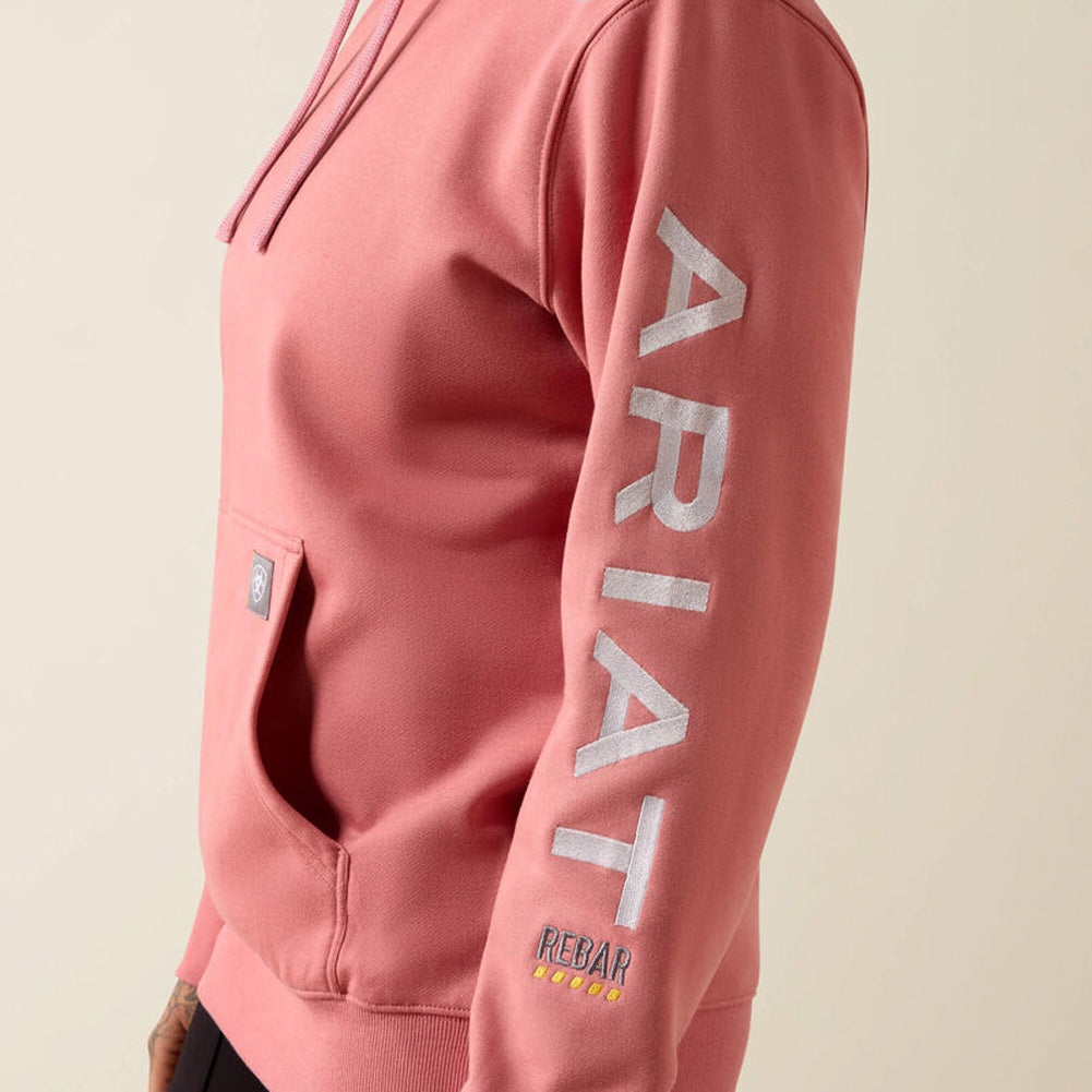 Rebar Workman Graphic Hoodie in Dusty Rose Heather/Cloud Grey by Ariat