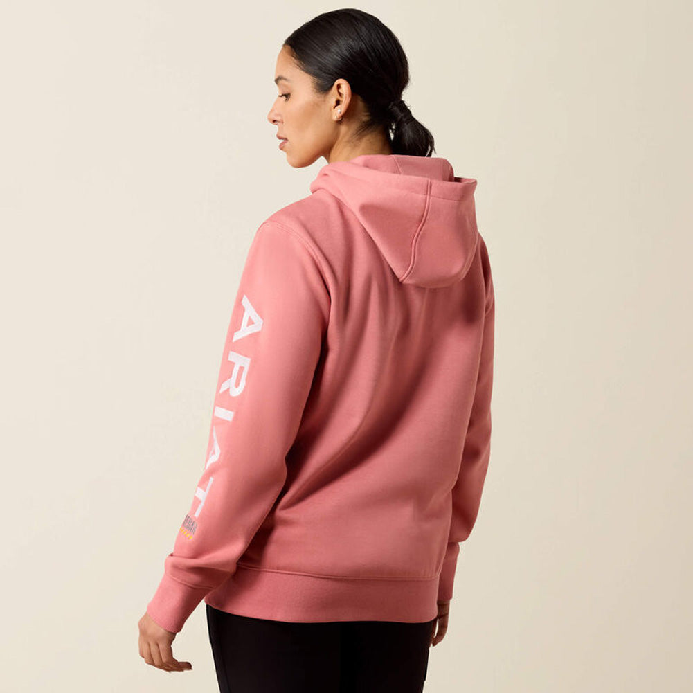 Rebar Workman Graphic Hoodie in Dusty Rose Heather/Cloud Grey by Ariat