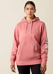 Rebar Workman Graphic Hoodie in Dusty Rose Heather/Cloud Grey by Ariat