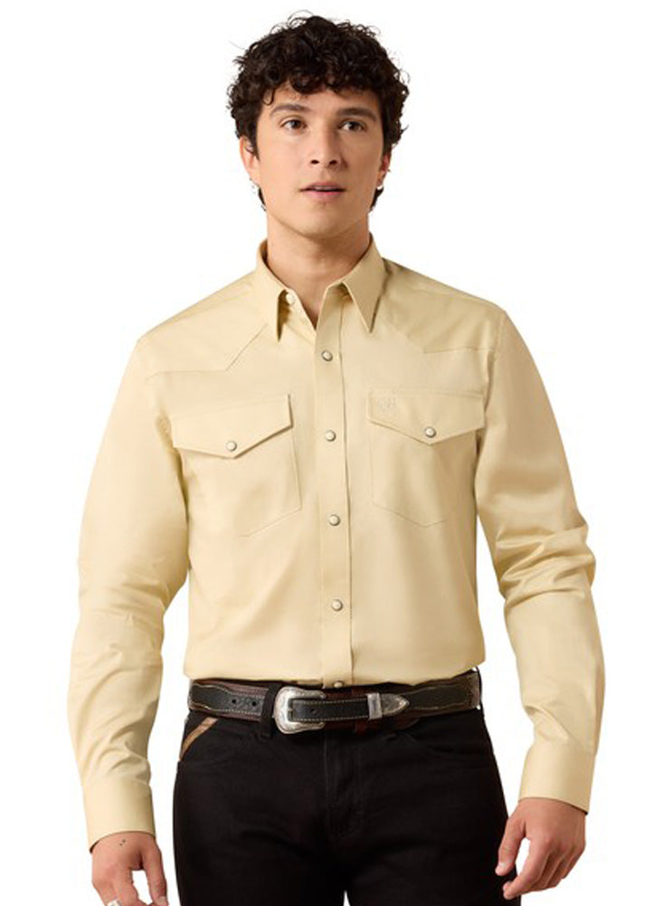 Solid Twill Fitted LS Snap Shirt in Off White by Ariat