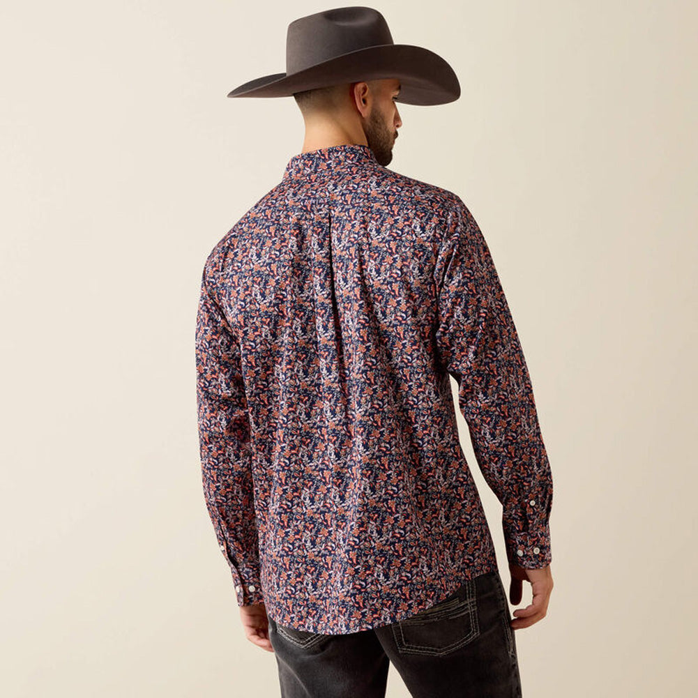 WF Ward LS Shirt in Maritime Blue Vine Print by Ariat