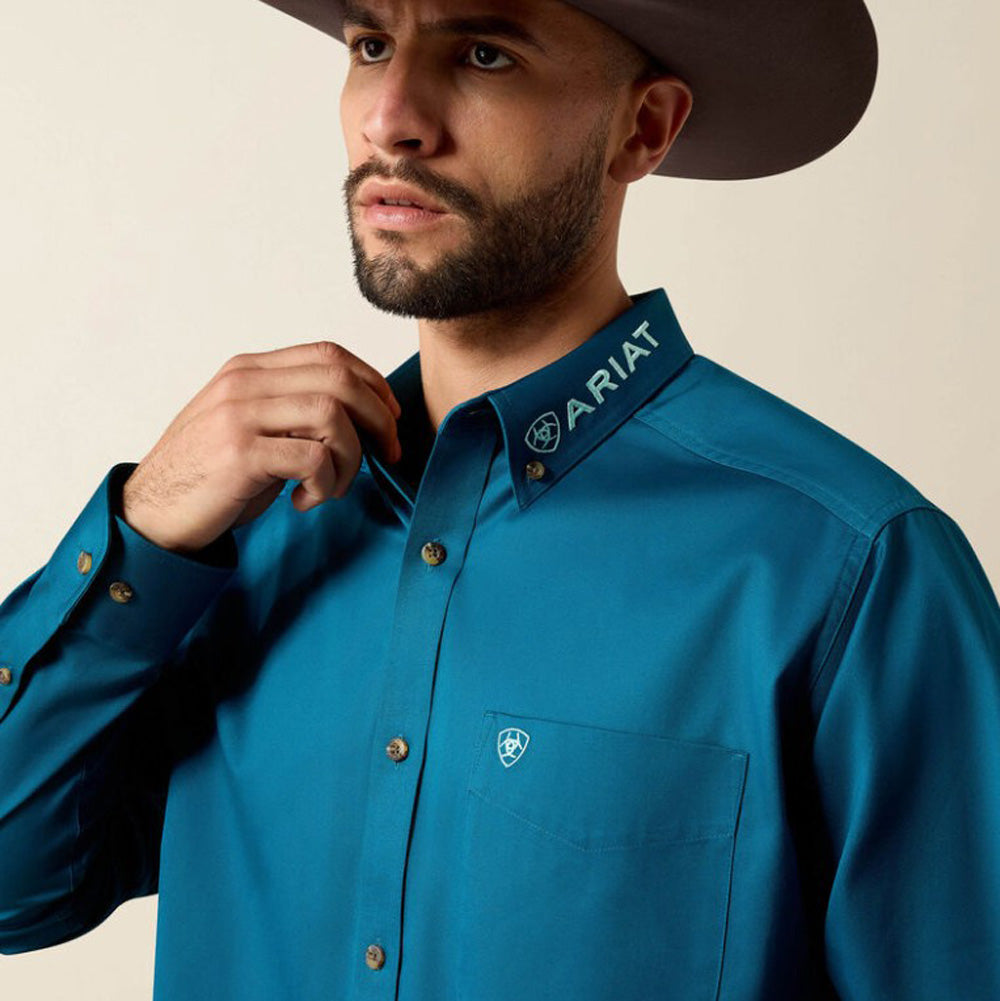 Team Logo Twill LS in Lyons Blue/Mint by Ariat
