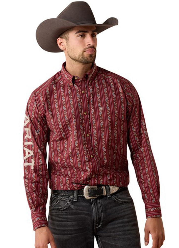 Team Dutton LS in Ketchup Pailsey Stripe by Ariat