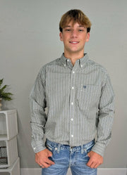 Mens Cliff LS Shirt White Multi Geometric by Ariat