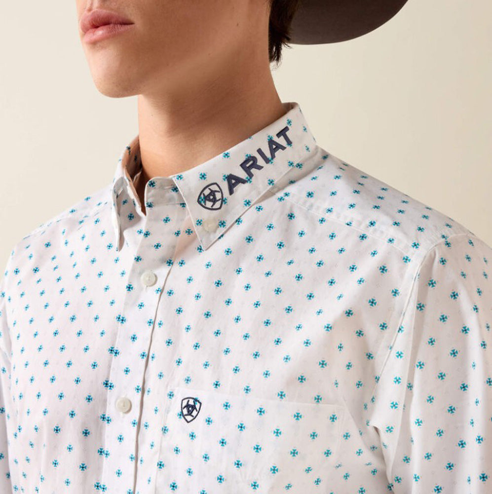 Team Emory Fitted LS in White Multi Geo by Ariat