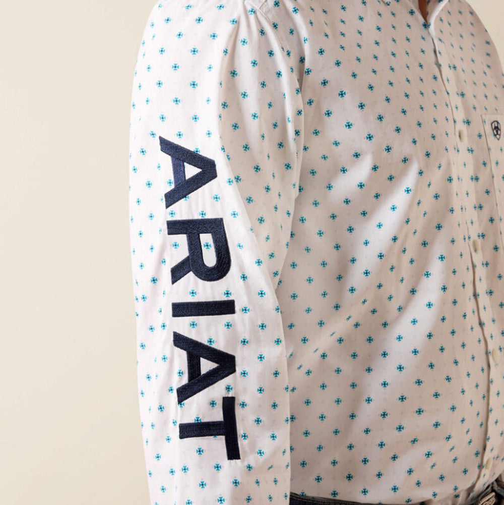 Team Emory Fitted LS in White Multi Geo by Ariat