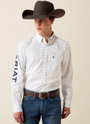 Team Emory Fitted LS in White Multi Geo by Ariat