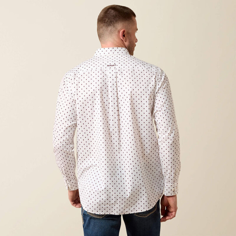 Mens Campbell LS Shirt White Geometric by Ariat