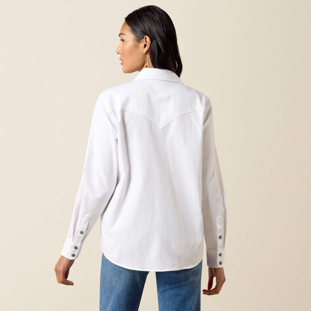 Silver Horizon West LS Snap Shirt in White by Ariat