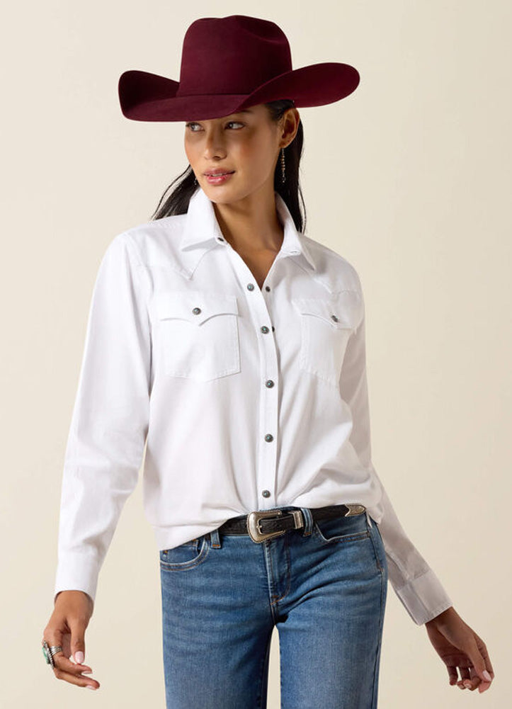 Silver Horizon West LS Snap Shirt in White by Ariat