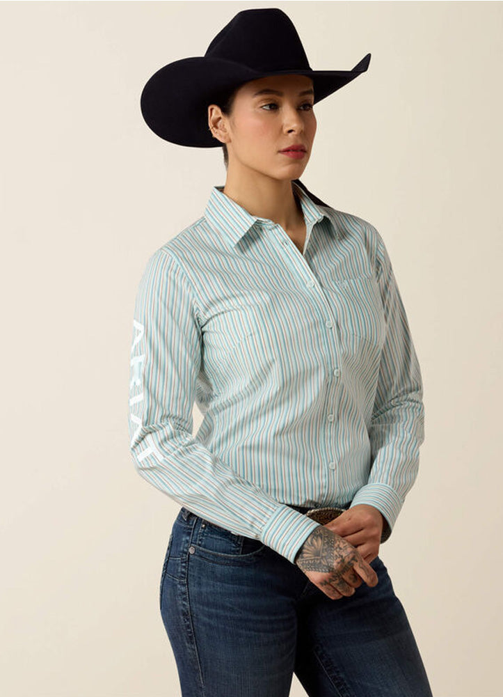 Team Kirby LS in Saltwater Henna Stripe by Ariat