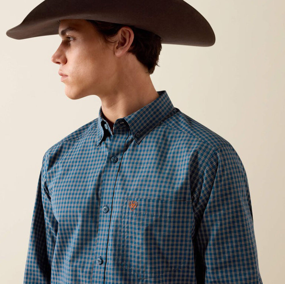 Pro Whit Fitted LS in Sailor Blue Micro Geo by Ariat
