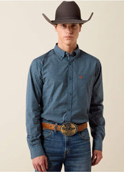 Pro Whit Fitted LS in Sailor Blue Micro Geo by Ariat