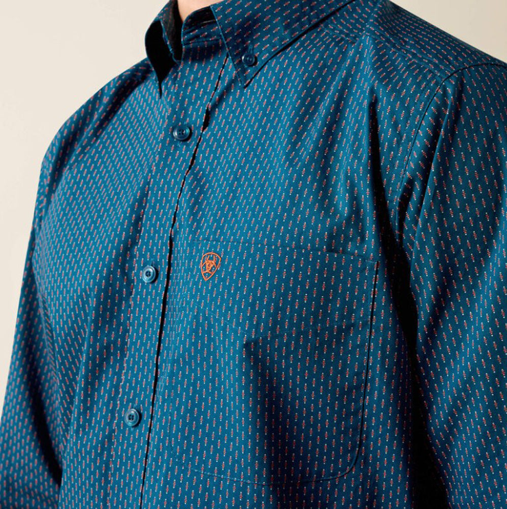 Claude Fitted LS in Sailor Blue Micro Geo by Ariat