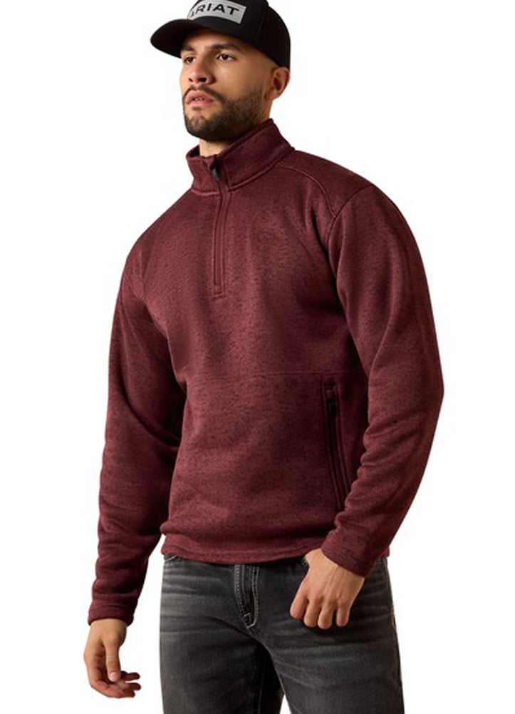 Caldwell 1/4 Zip Sweater in Red Mahogany by Ariat