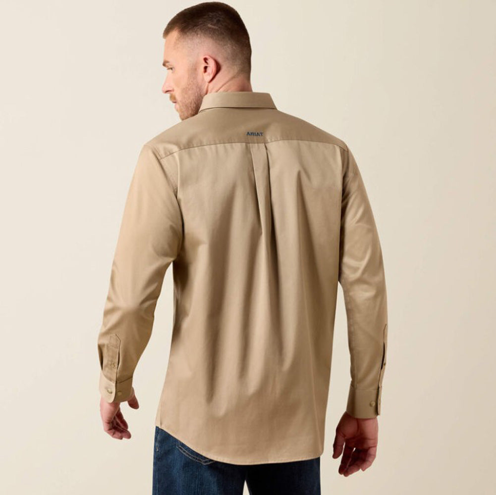 Team Logo Twill LS in Savannah Tan/Navy by Ariat