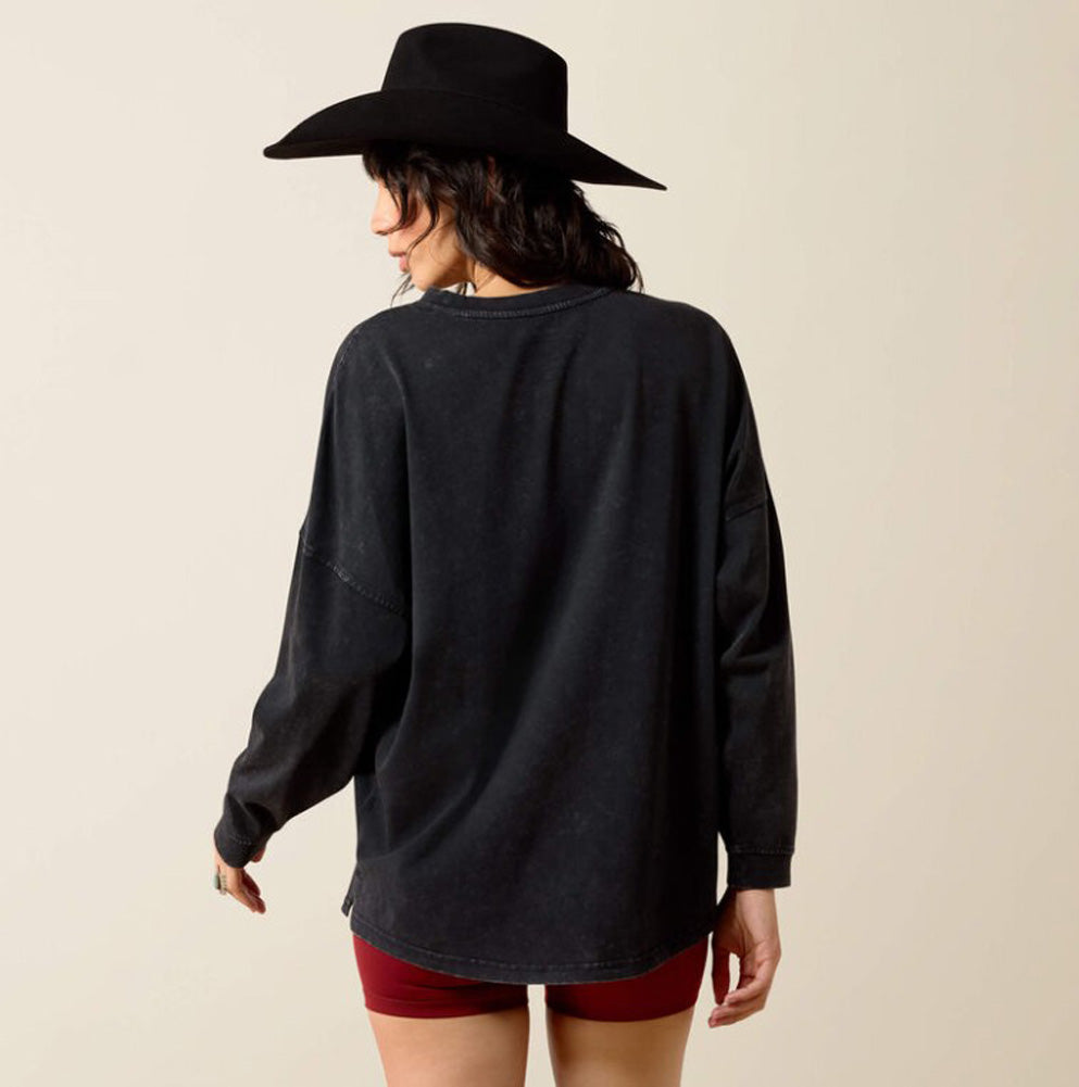 Canvas Oversized LS in Black Acid Wash by Ariat