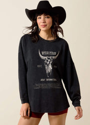 Canvas Oversized LS in Black Acid Wash by Ariat