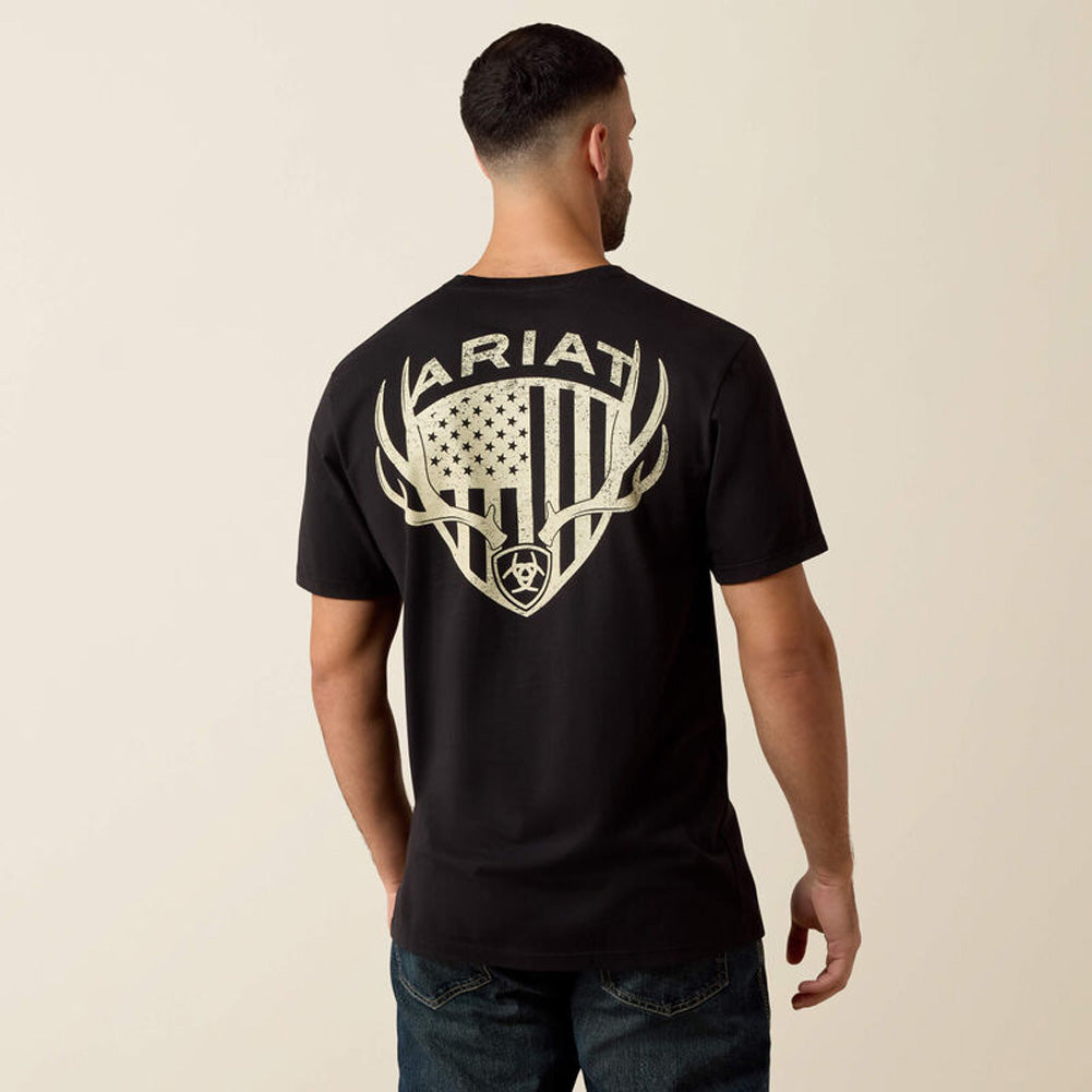 Mens Ariat Euromount Patriot SS Tshirt Black by Ariat
