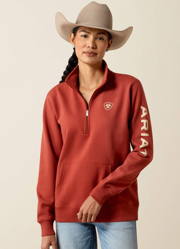 Foundation Logo 1/2 Zip Sweatshirt in Burnt Henna by Ariat