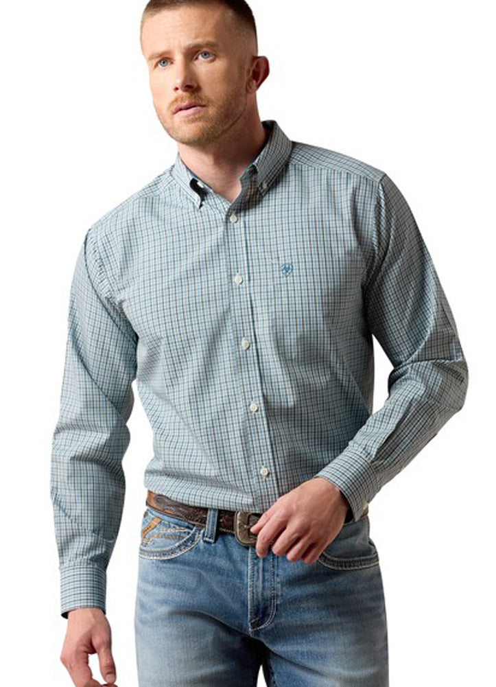 Wrinkle Free Barclay LS in Blue Steel Multi by Ariat