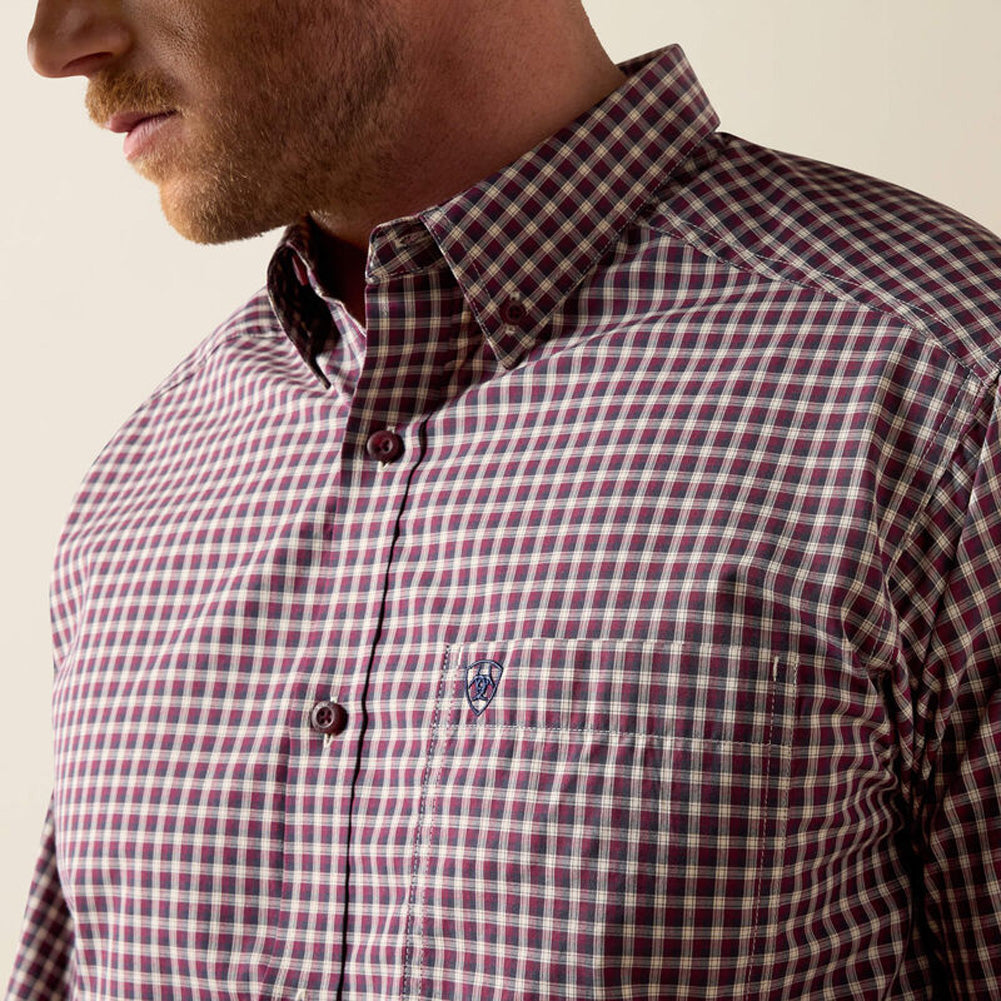 Mens Pro Series Jarvis Ls Shirt Blue Night Micro Plaid by Ariat