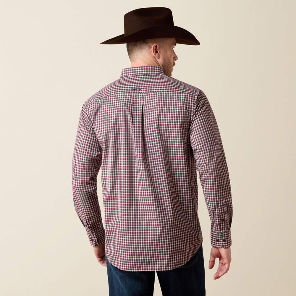 Mens Pro Series Jarvis Ls Shirt Blue Night Micro Plaid by Ariat