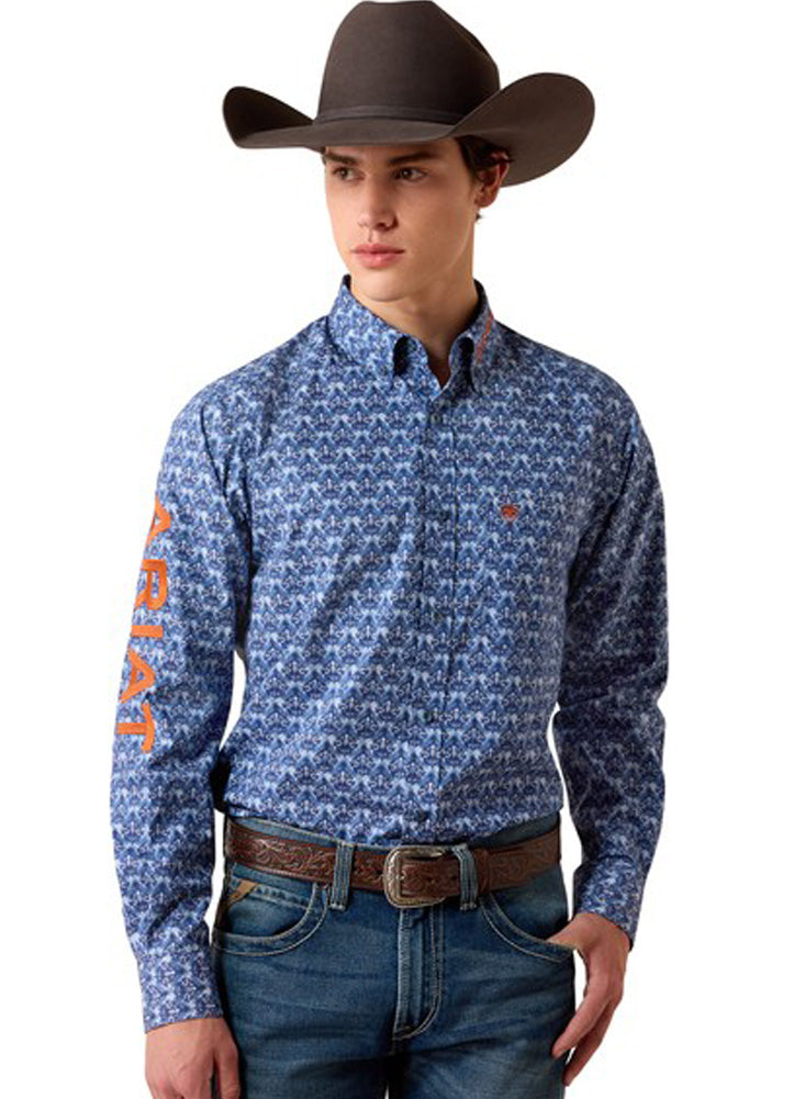 Team Eric Fitted LS in Blue Multi Ikat by Ariat