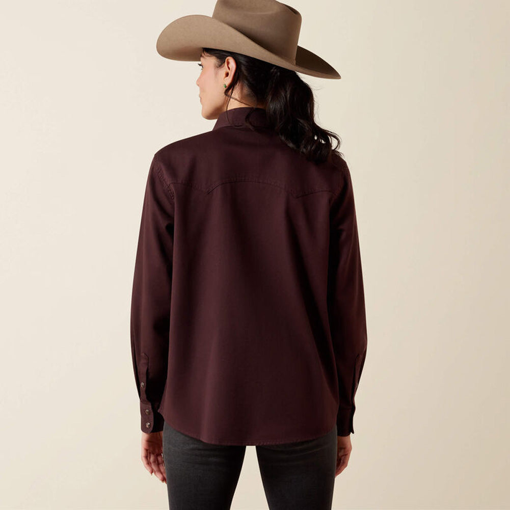 Earthbound West LS Snap Shirt in Chocolate Plum by Ariat