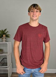 Mens SW Stamper SS Tshirt Crimson Black Heather by Ariat